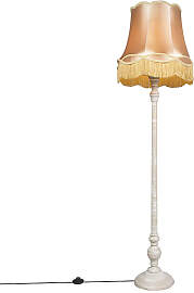 Graue Stehlampe mit Granny-Lampenschirm Gold -
