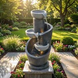 Grauer Zimmerbrunnen mit LED-Beleuchtung,