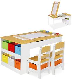 GRAVFORCE Kindertisch mit 2 Stühlen Maltisch