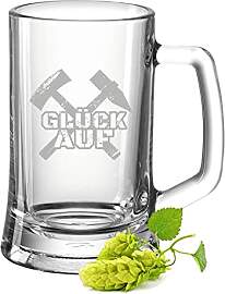 GRAVURZEILE Bierkrug mit Gravur - Glück auf