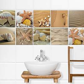 GRAZDesign Fliesenaufkleber Set Sand Strand Meer