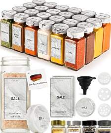 Greeano Mamor Weiß Gewürzgläser Set [24 x