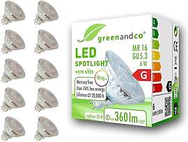 greenandco 10x CRI 90+ MR16 GU5.3 LED Spot | 6W