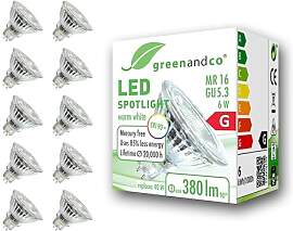 greenandco 10x CRI 90+ MR16 GU5.3 LED Spot | 6W