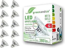 greenandco 10x CRI 90+ MR16 GU5.3 LED Spot | 6W