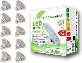 greenandco 10x CRI 97+ MR16 GU5.3 LED Spot | 6W