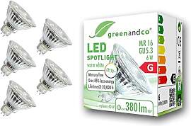 greenandco 5x CRI 90+ MR16 GU5.3 LED Spot | 6W 380 