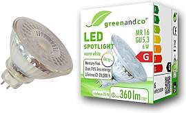 greenandco CRI 90+ MR16 GU5.3 LED Spot | 6W 360 lm 
