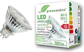 greenandco CRI 90+ MR16 GU5.3 LED Spot | 6W 380 lm 