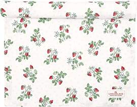 GreenGate Tischläufer Berry Weiß mit Erdbeeren