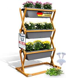 greenspire Hochbeet Balkon aus Holz, 3 Etagen mit
