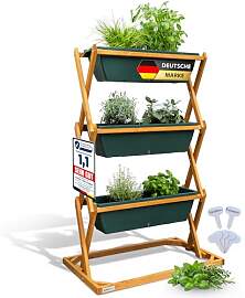 greenspire Hochbeet Balkon aus Holz, 3 Etagen mit