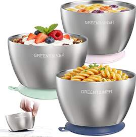 Greentainer 3er Set Edelstahl Baby Schüsseln mit