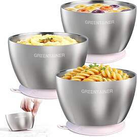 Greentainer 3er Set Edelstahl Baby Schüsseln mit