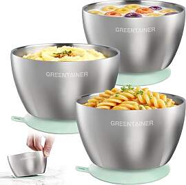 Greentainer 3er Set Edelstahl Baby Schüsseln mit