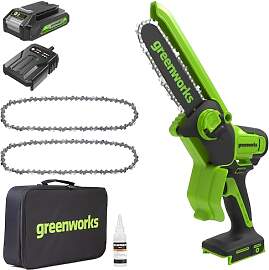 Greenworks 24V Mini-Kettensäge 4 Zoll (10cm)
