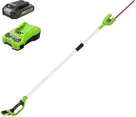 Greenworks G24PH51K2 Akku Stabheckenschere mit