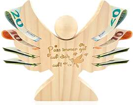 GreenYeah Holzengel mit Gravur zur Taufe,