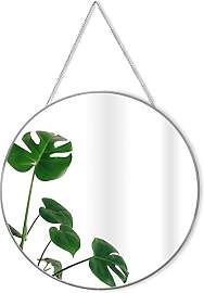 GreyZouq Silberner runder 40 cm Spiegel mit Kette