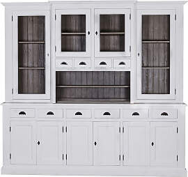 Große Buffet Vitrine mit Anrichte gewachst