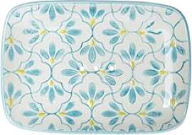 Große rechteckige Seifenschale Ablage Floral/blau 