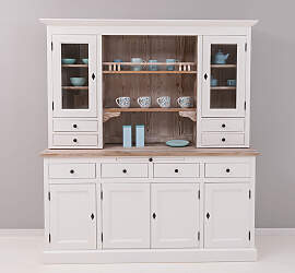 Großer Küchen-Buffetschrank weiß-tiefgebürstet