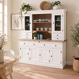 Großer Küchen-Buffetschrank weiß-tiefgebürstet