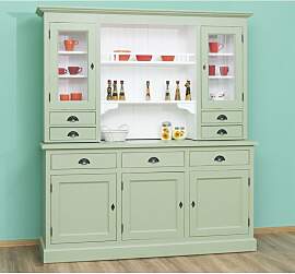 Großer Landhaus Buffetschrank grün weiß