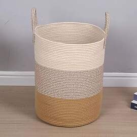 Großer Wäschekorb aus Baumwollseil, 63L
