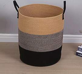 Großer Wäschekorb aus Baumwollseil, 63L