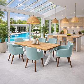 großer Wildeiche-Esstisch gerade Kante 200x100cm