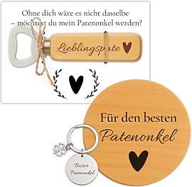 GROVBLE Patenonkel Fragen Flaschenöffner Holz,
