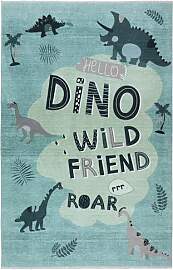 Grüner Kinderteppich mit Dinosauriern - 120 x 160 