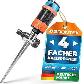 GRÜNTEK 4-facher Multifunktions-Kreisregner bis