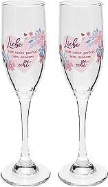 GRUSS & CO Sektglas Set Motiv "Echt" 