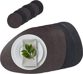 G.schmückt Platzset Kunstleder oval, Wendbares