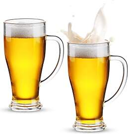 Gsrhzd Biergläser, 2er Set 0,5 Liter Bierkrug mit 