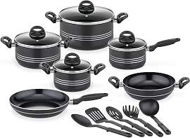 GSW Kochtopf Set Milano Nero, 15-teilig,