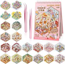 GTJEOI 20 Sätze 3D House Stickers Scene Set,
