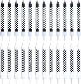 GTYHH 24 Kariertes Kerzenset, Schwarz-Weiß