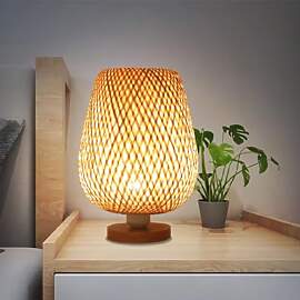 GUANSHAN Bambusgewebte Tischlampe, Zen-Stil,