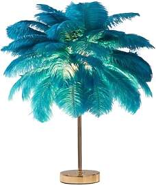 GUANSHAN Kreative grüne Straußenfeder Tischlampe 