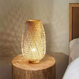 GUANSHAN Tischlampe aus Bambusgewebe,