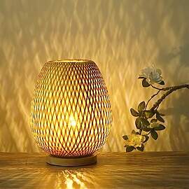 GUANSHAN Tischlampe aus Bambusgewebe,