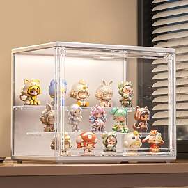 GUDEMAY Acryl Vitrine mit LED, Stapelbarer &