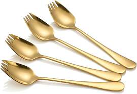 guduling 4 Stück Göffel Gold, Edelstahl Spork,