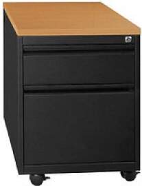 Gürkan Rollcontainer schwarz, buche 2 Auszüge