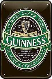 Guinness Metal Sign With Iconic Ireland Label