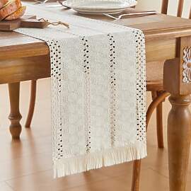 GUJOXILA Boho Tischläufer Beige 30 x 91cm