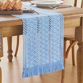 GUJOXILA Boho Tischläufer Blau 30 x 122cm